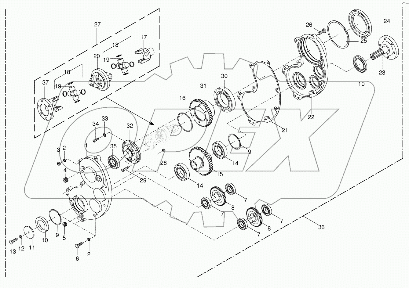 Gearbox - front/lateral CRI 702001 - 719999