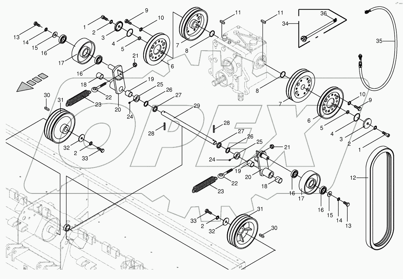 Tine conditioner drive - lateral