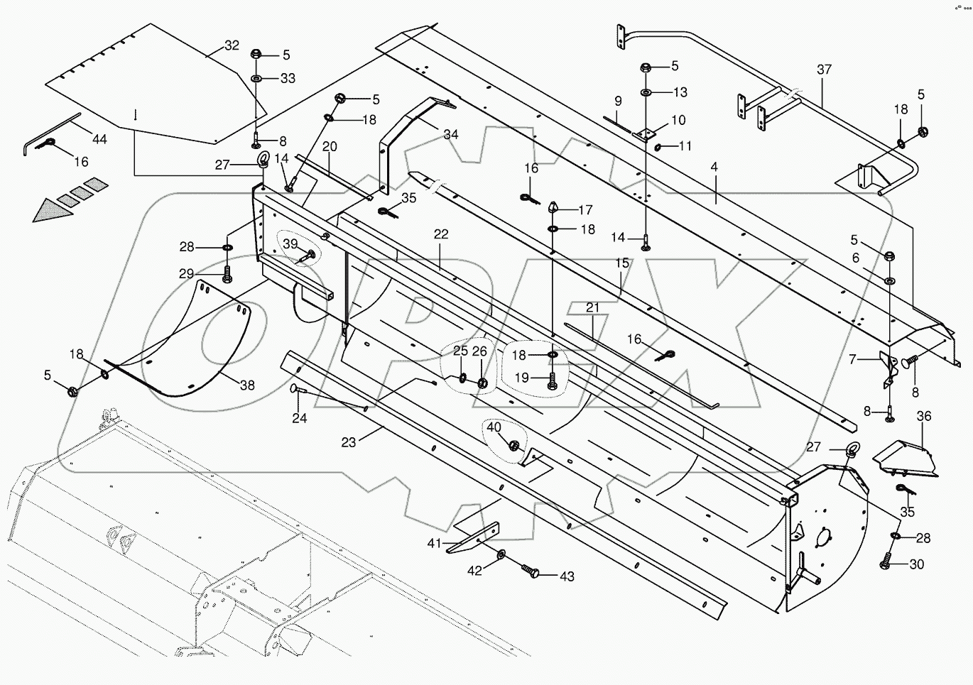 Auger trough/auger hood - left/right