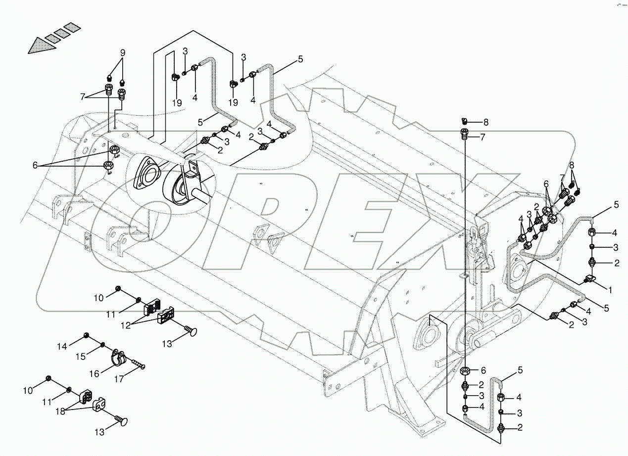 Lubricating line / grease - lateral