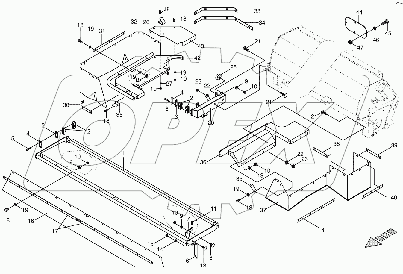 Guard for mower beam - right CRI
