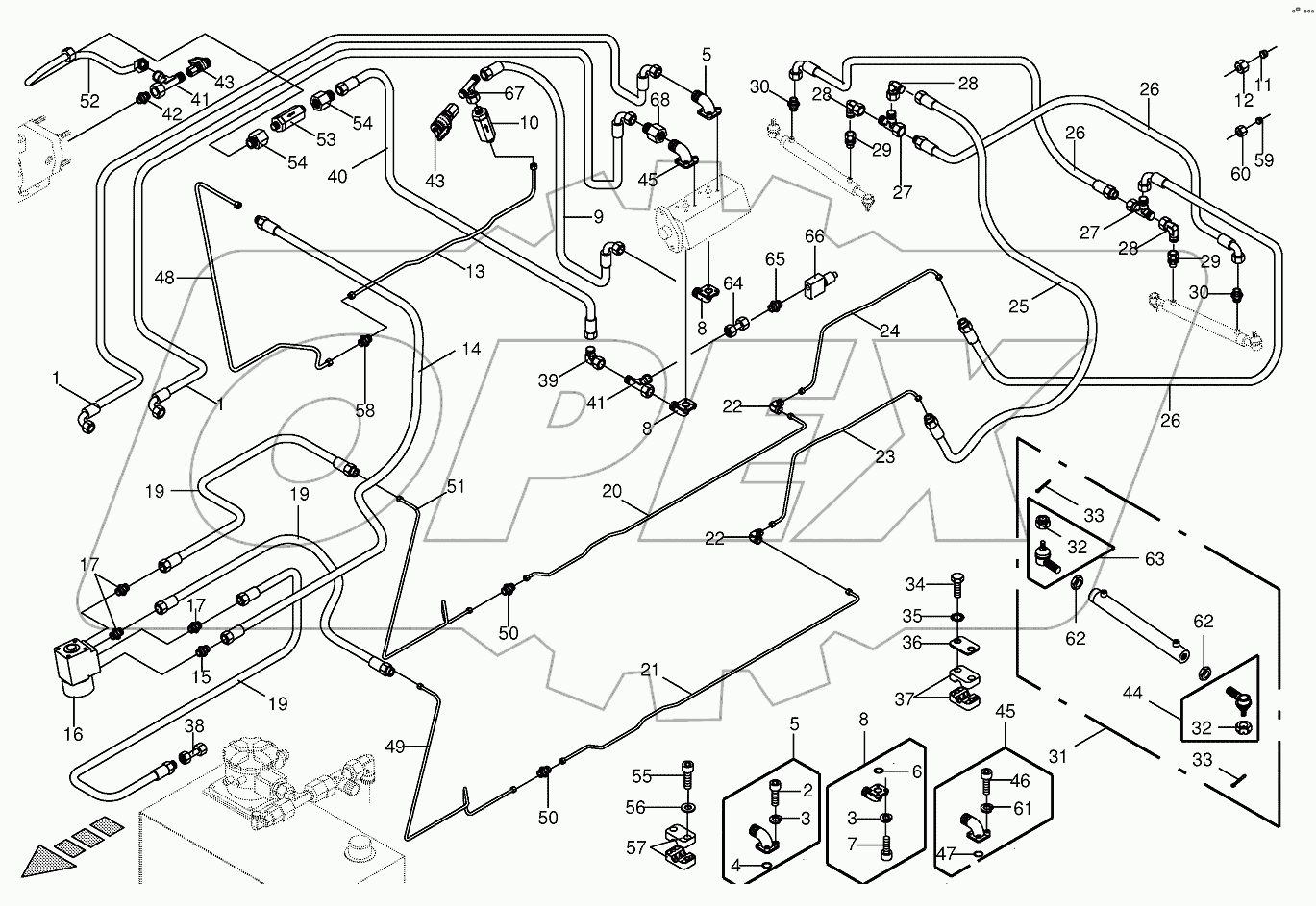 Working hydr. - hydr.line (steering)