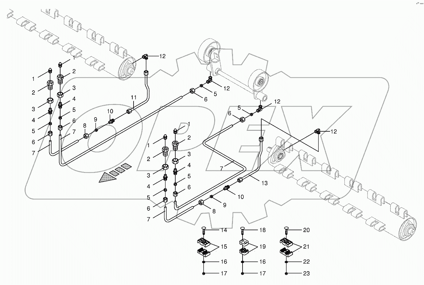Tine conditioner Lubricating line