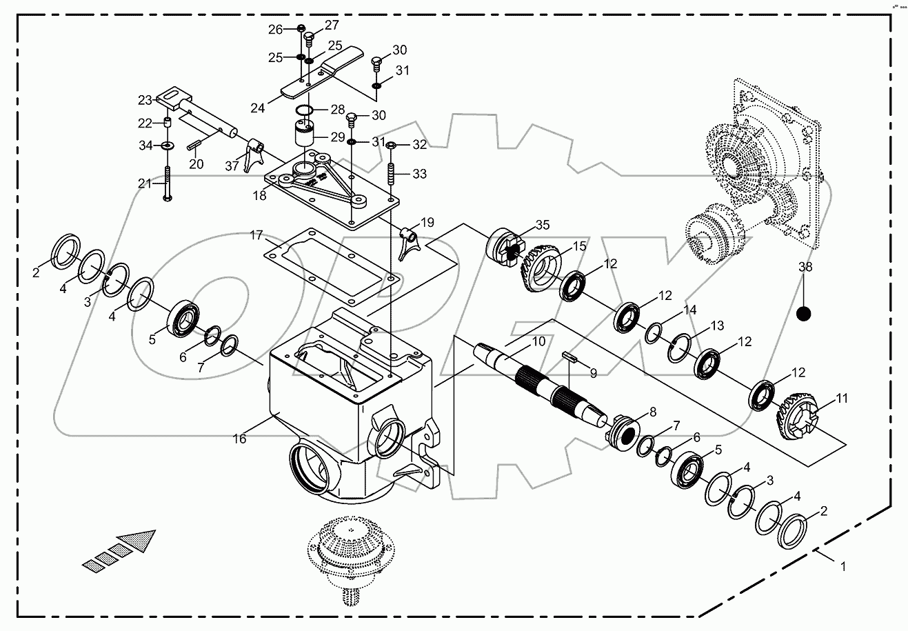 Cover for main gear box - lateral