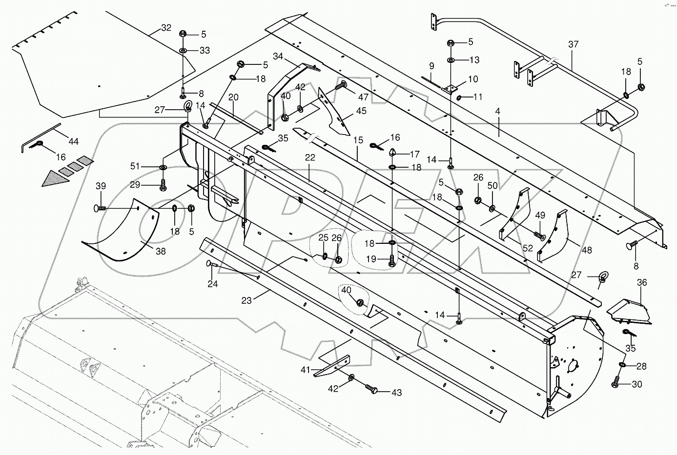 Auger trough/auger hood - left/right