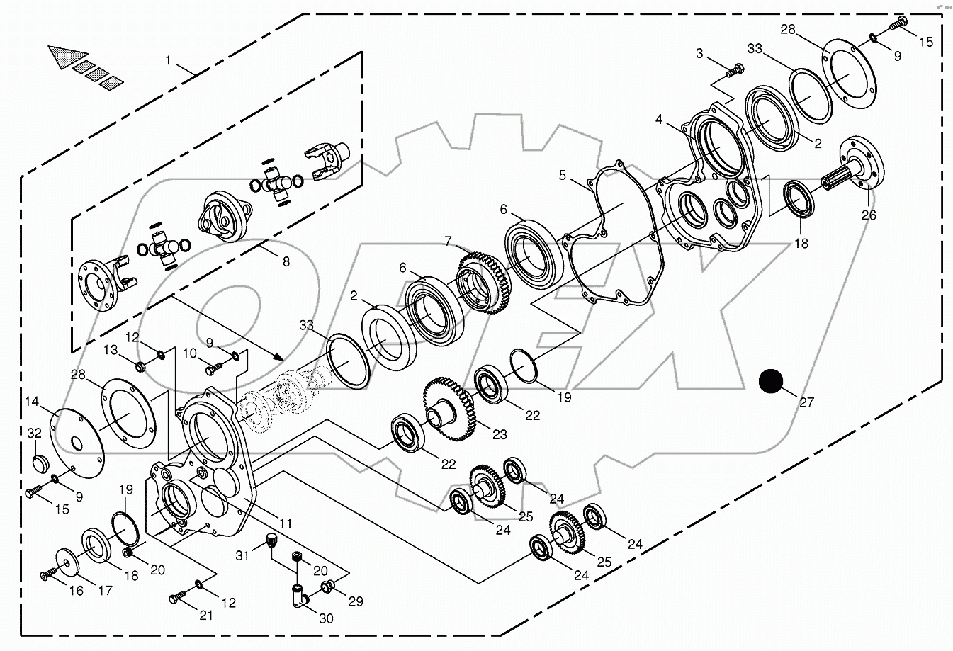 Gearbox - front/lateral (CRI)