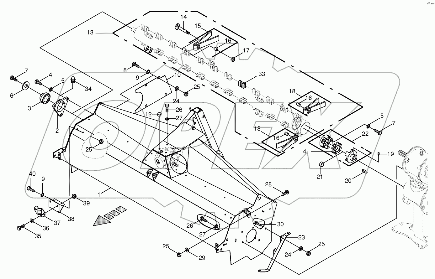 Tine conditioner housing/tine conditiner - front