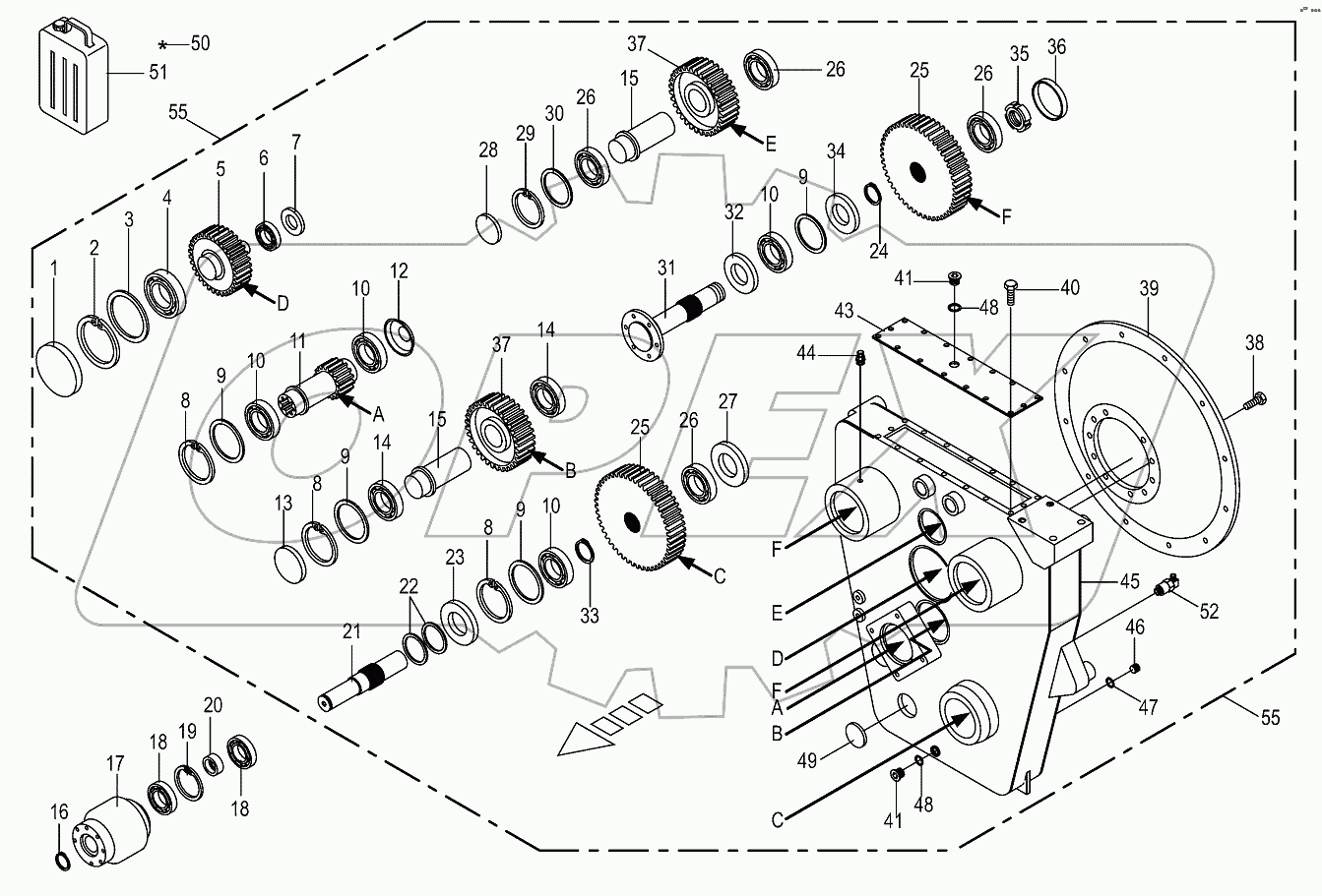 Central gearbox cpl.