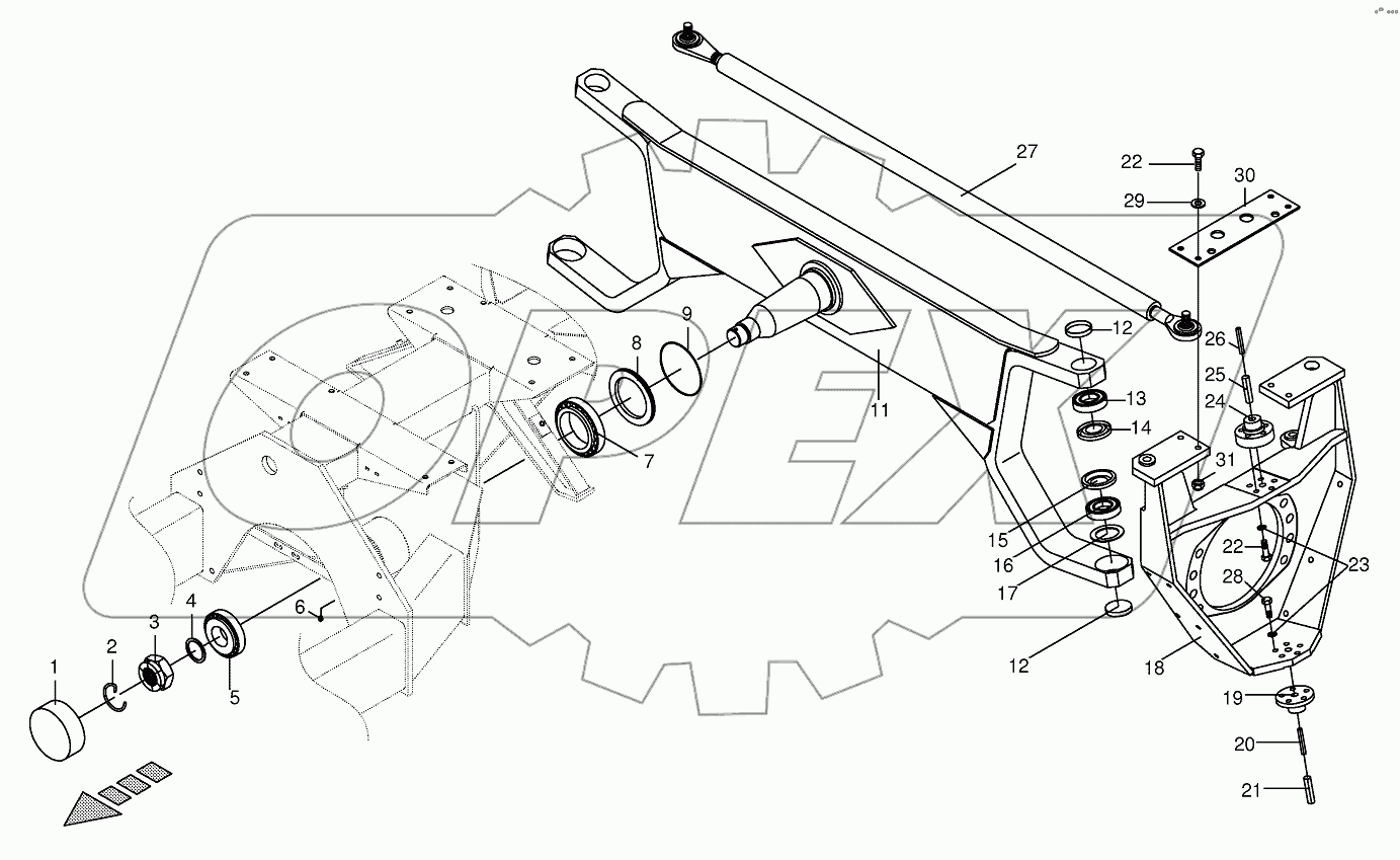 Steering axle installed