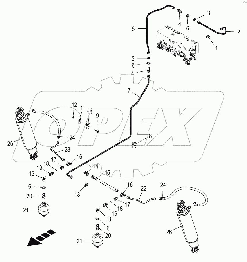  Hydraulics - axle suspension -front