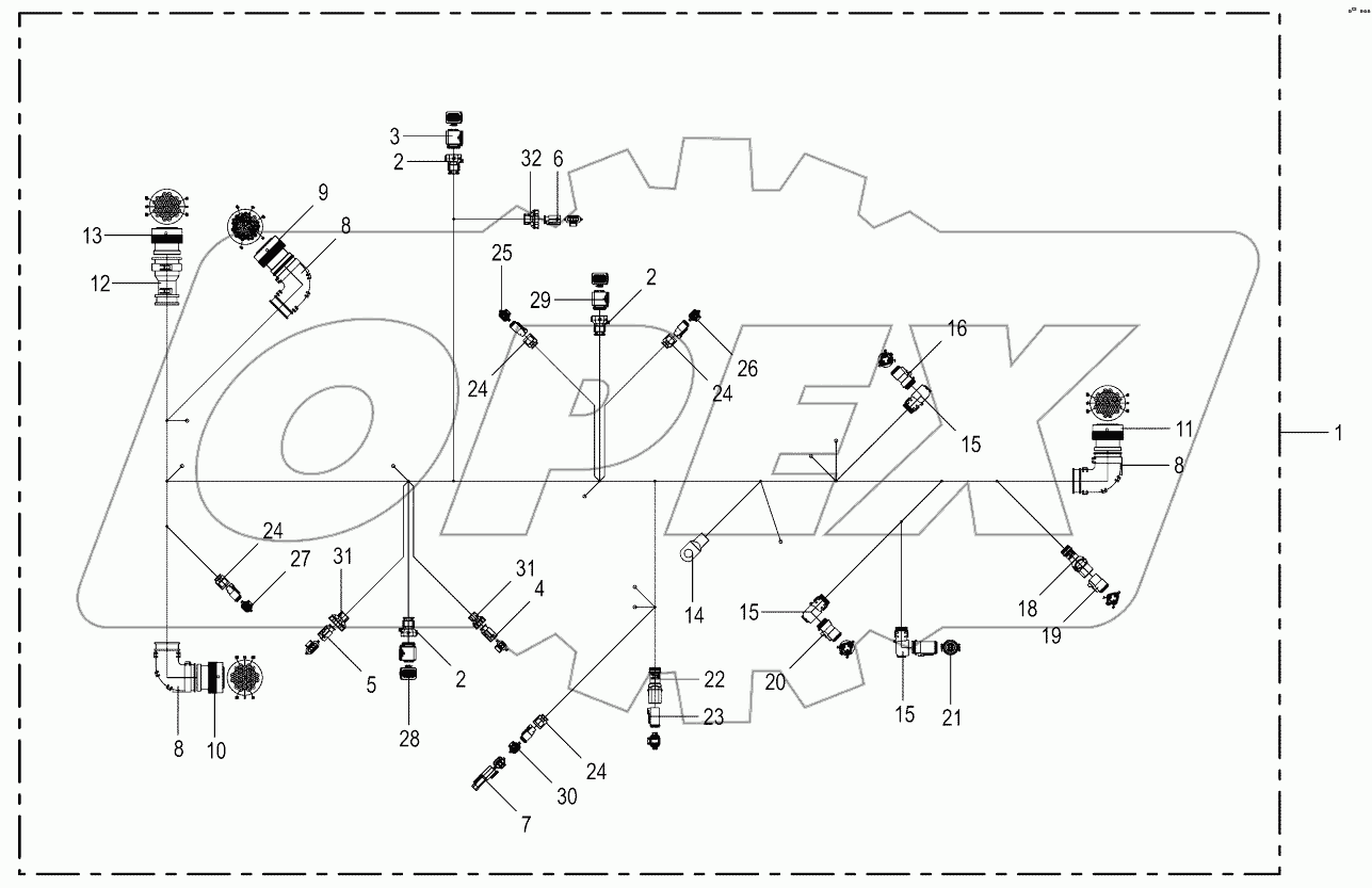  Cable harness - below the cabin