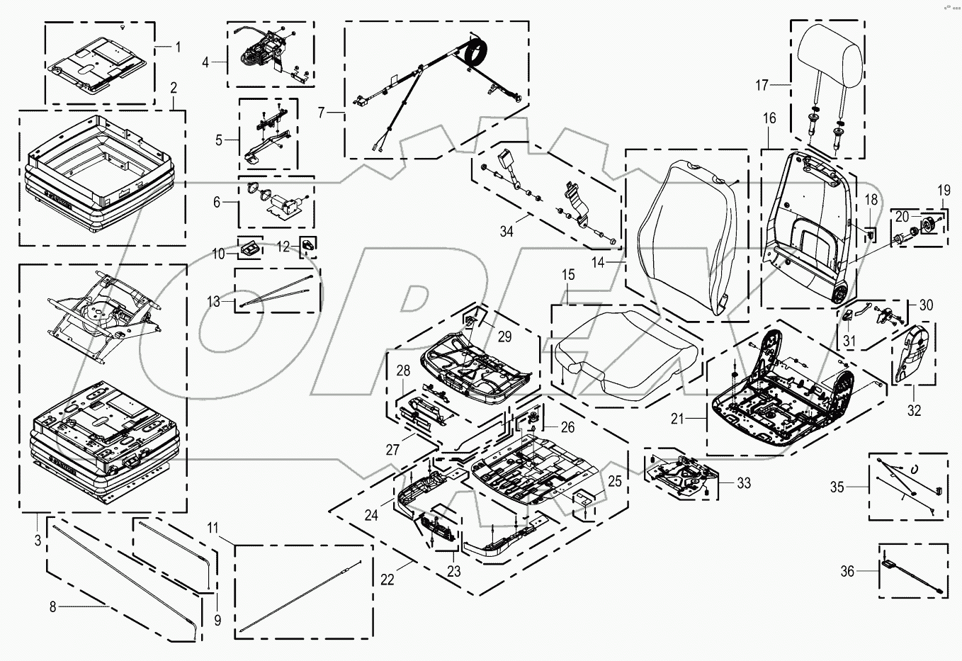  Wear parts - driver's seat - standard