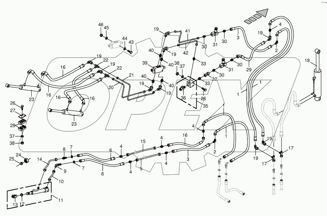  Hydraulics - discharge chute - 14-row