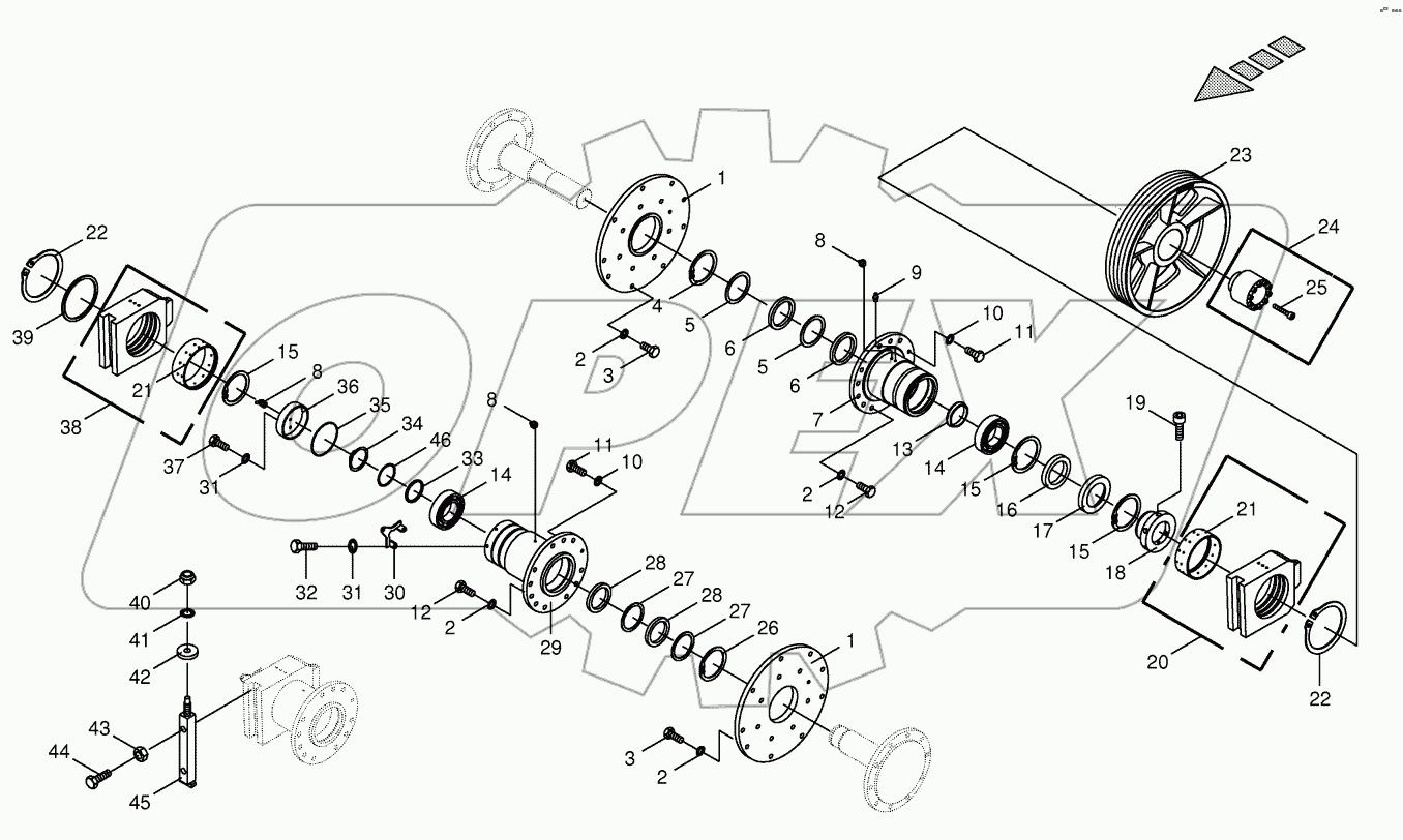  Chopping drum bearing / counter bearing