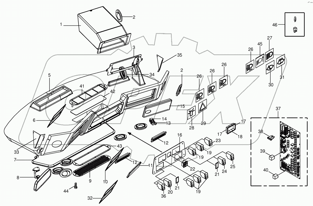  Cab - control panel (roof) / circuit board