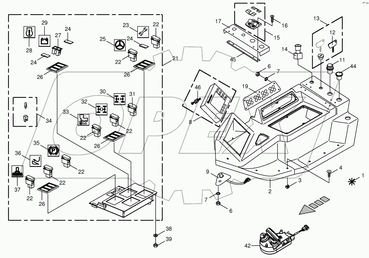  Control box mounting parts -top