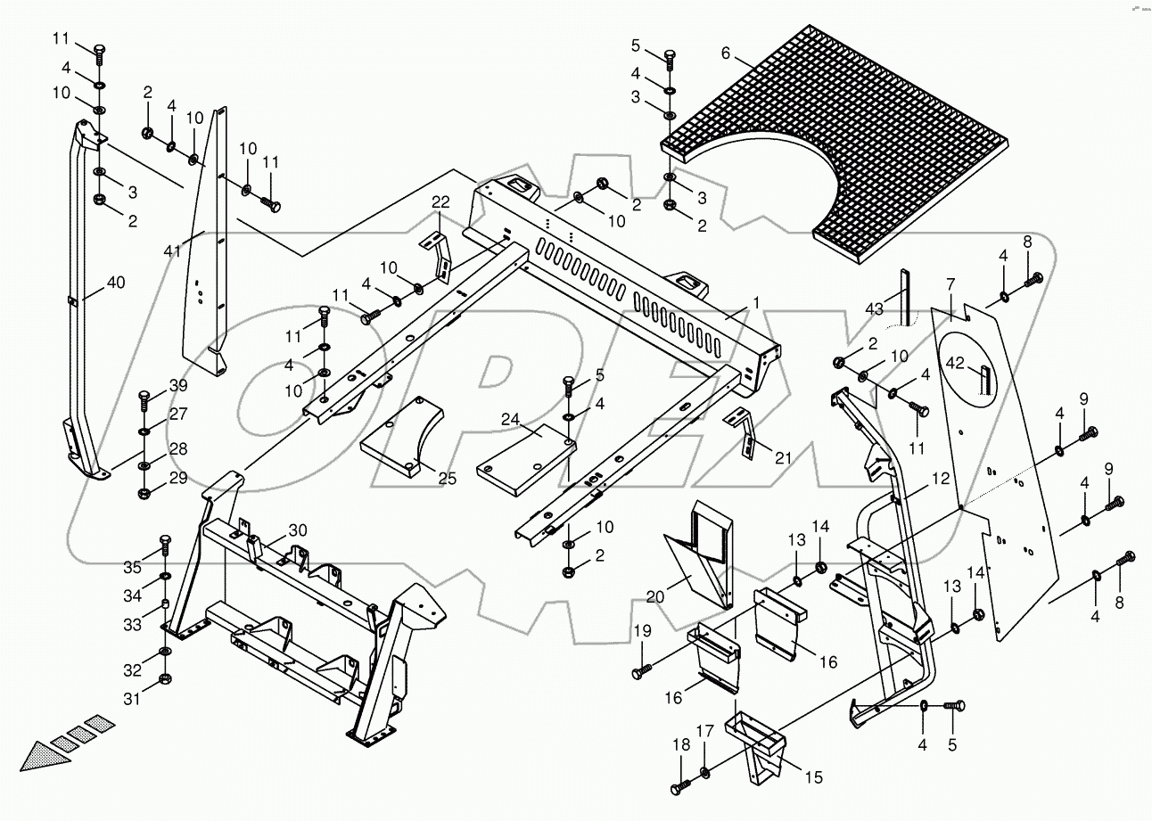  Panelling frame / Cladding -front top