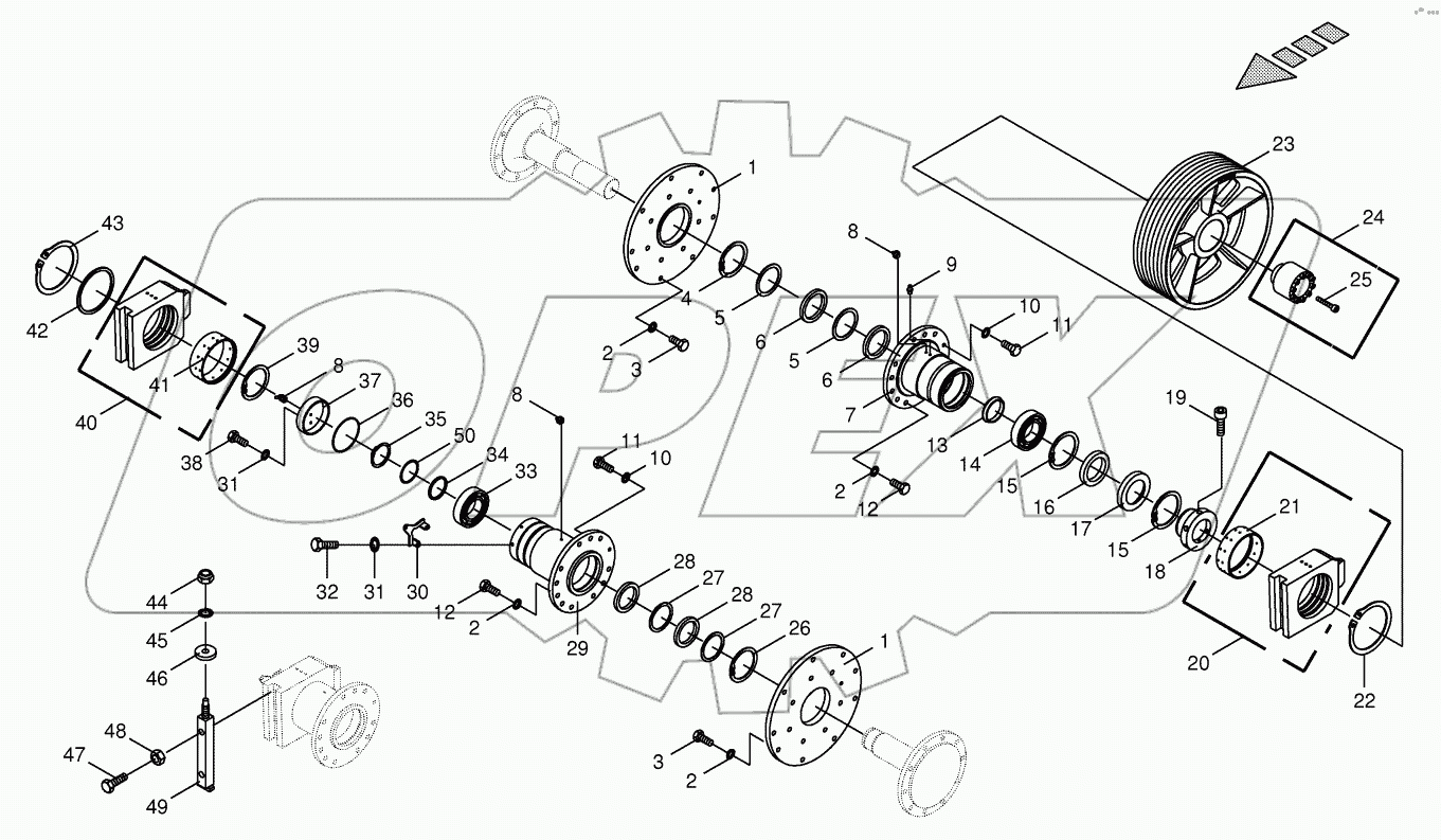  Chopping drum bearing / counter bearing