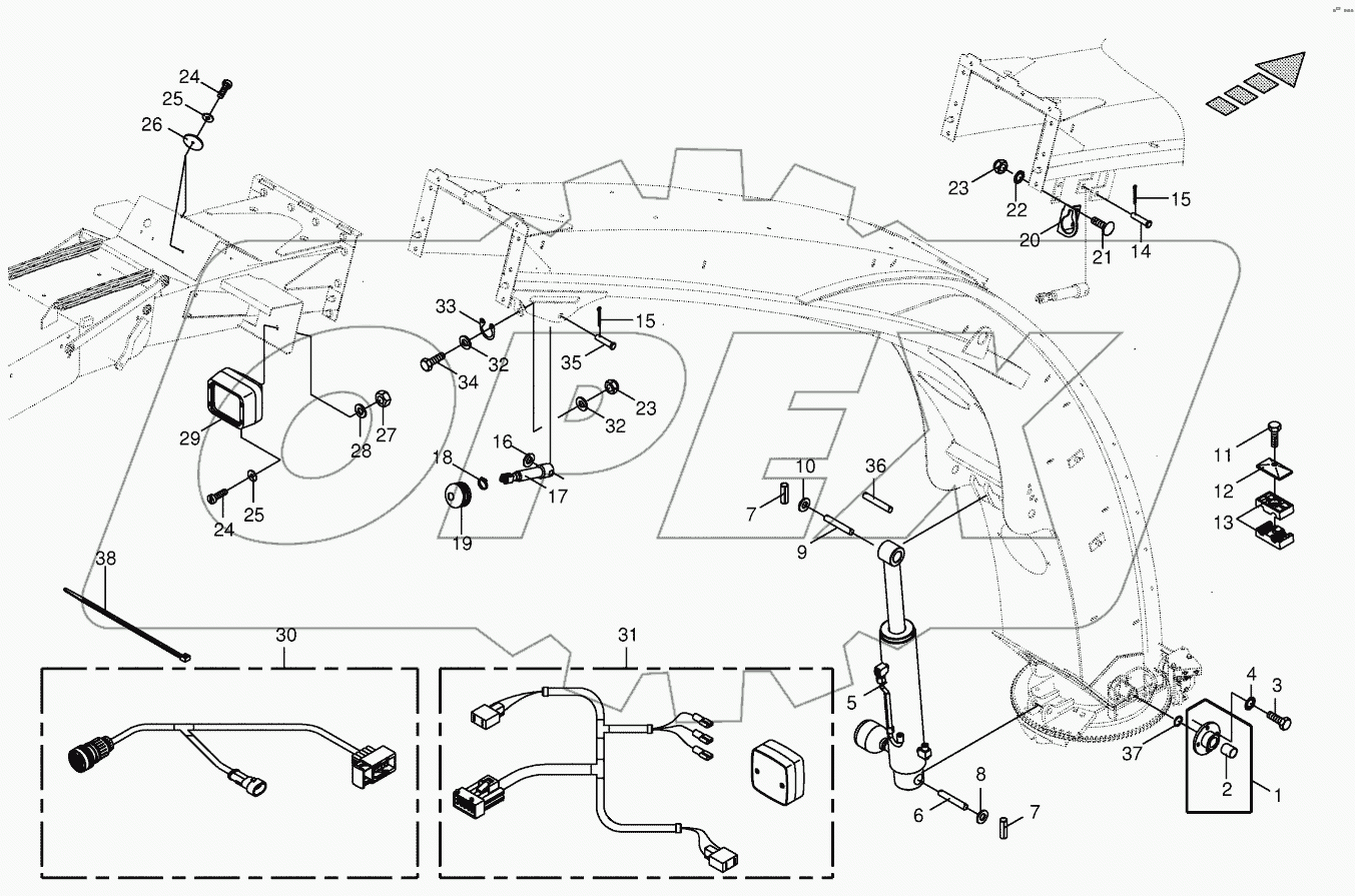  Upper discharge chute - mounting parts