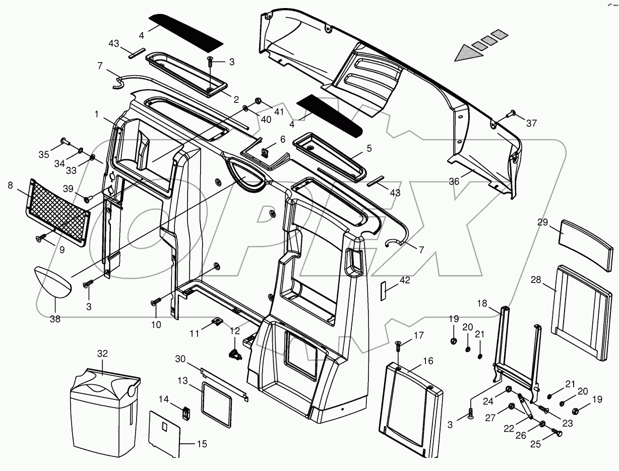  Cab - rear covering / passenger seat