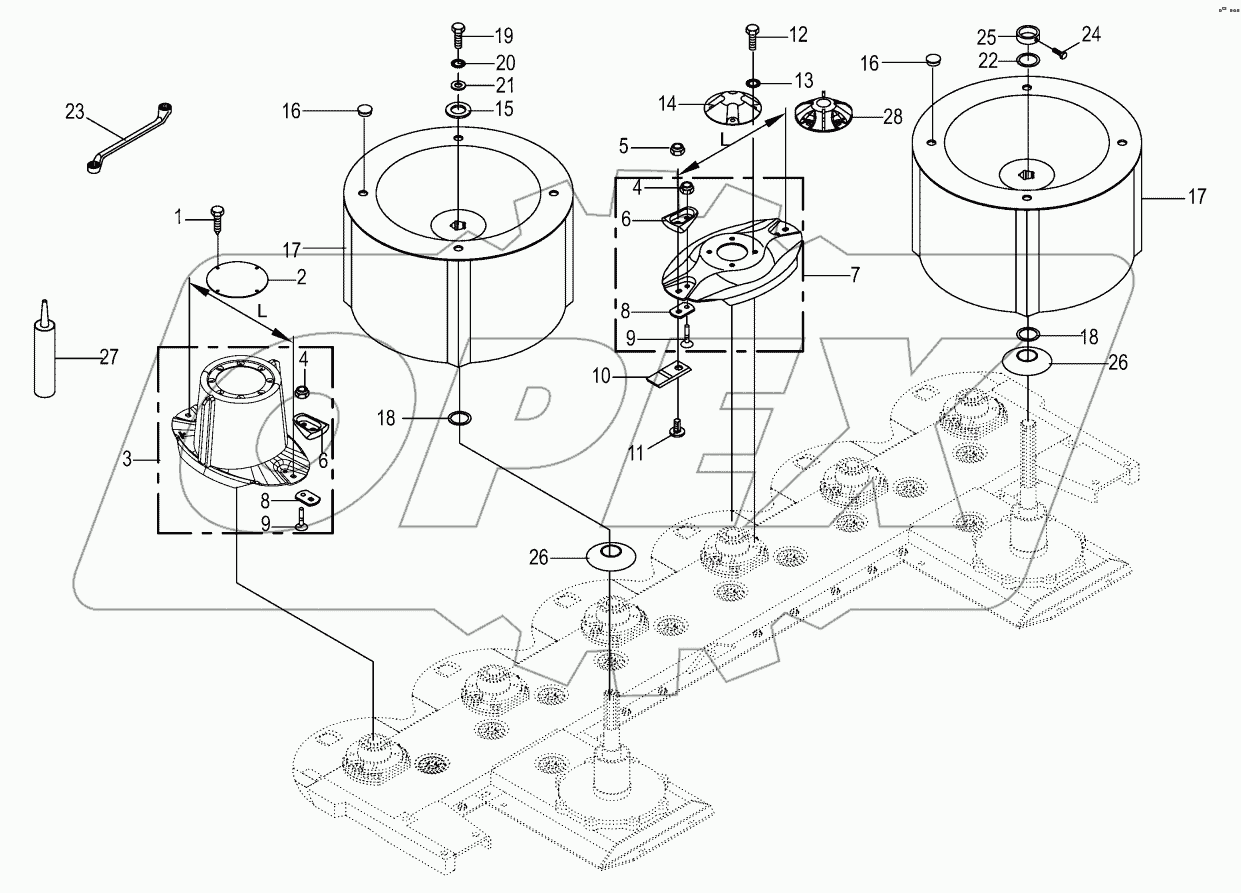  Blade fastening / Swath drum