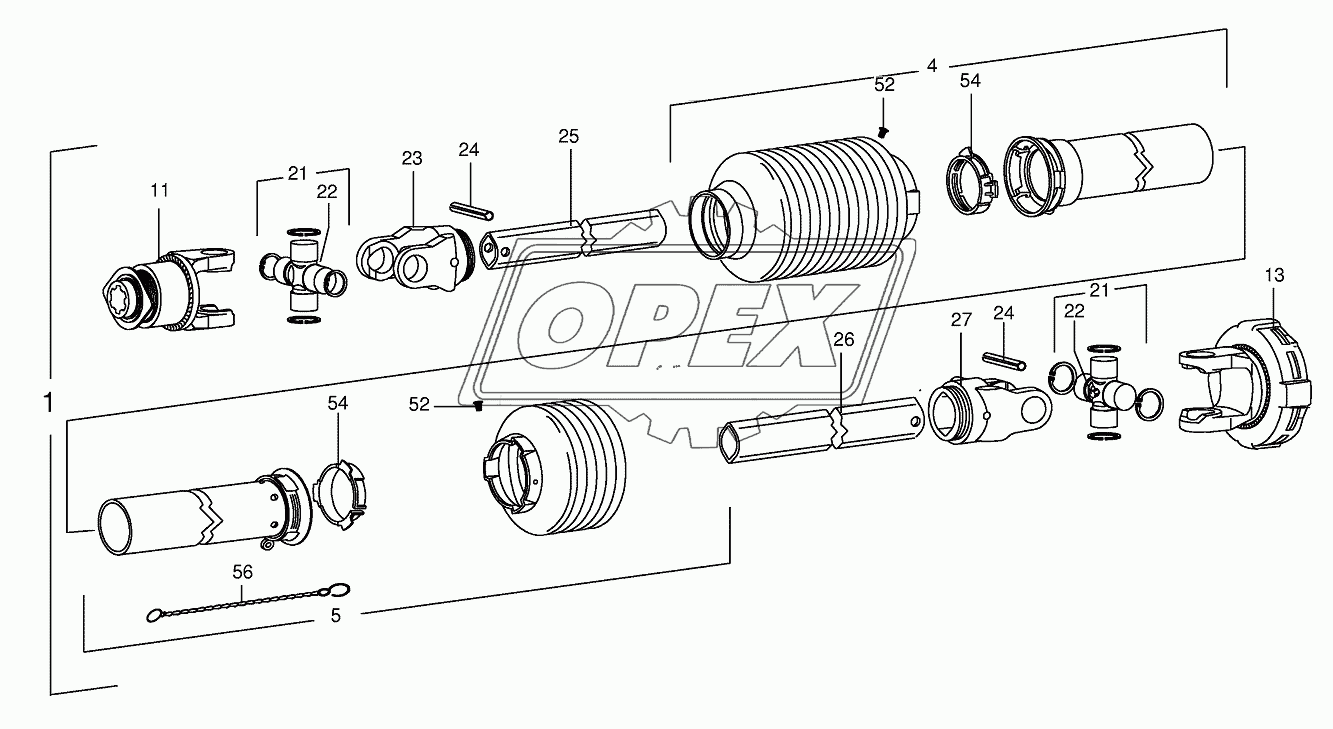 P.T.O shafts W2300-SC25-F5/1L