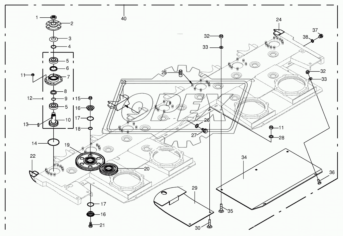 Cutter bar with bearings 2