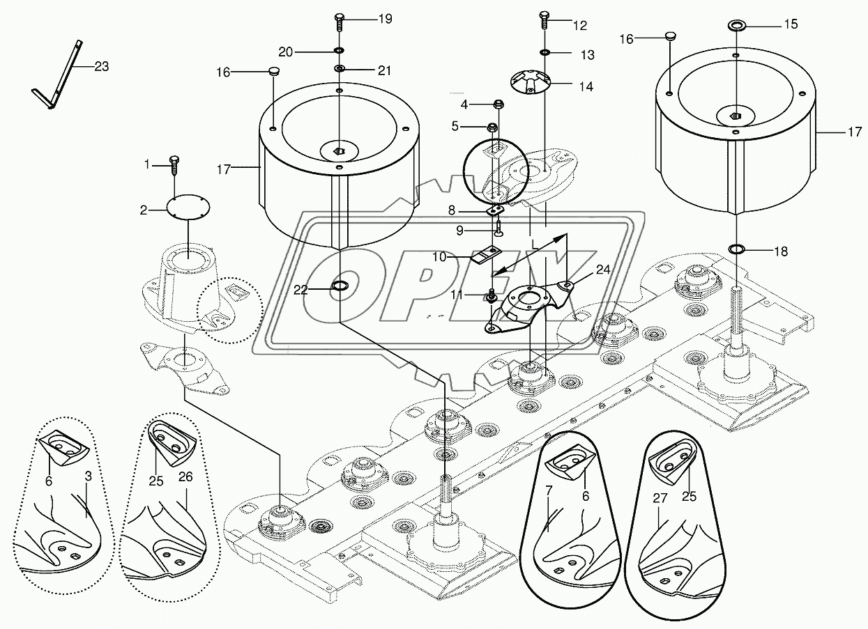 Quick coupler / Swath drum 1