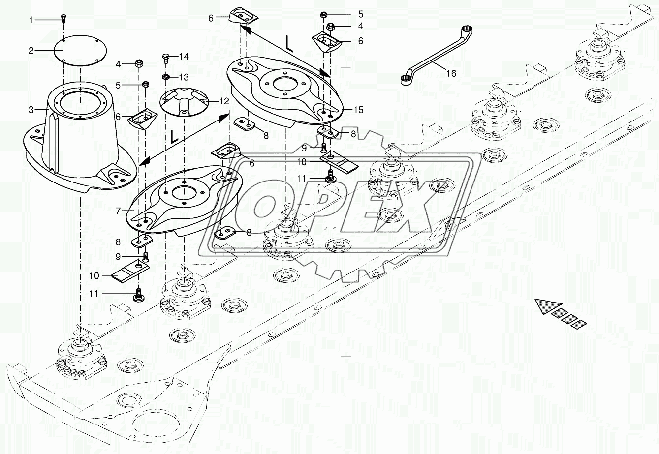 Cutter bar with blade fastening