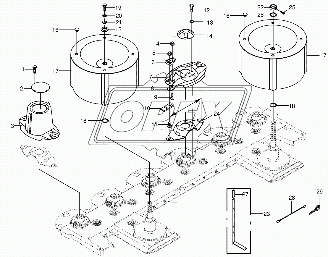 Quick coupler/Swath drum 1