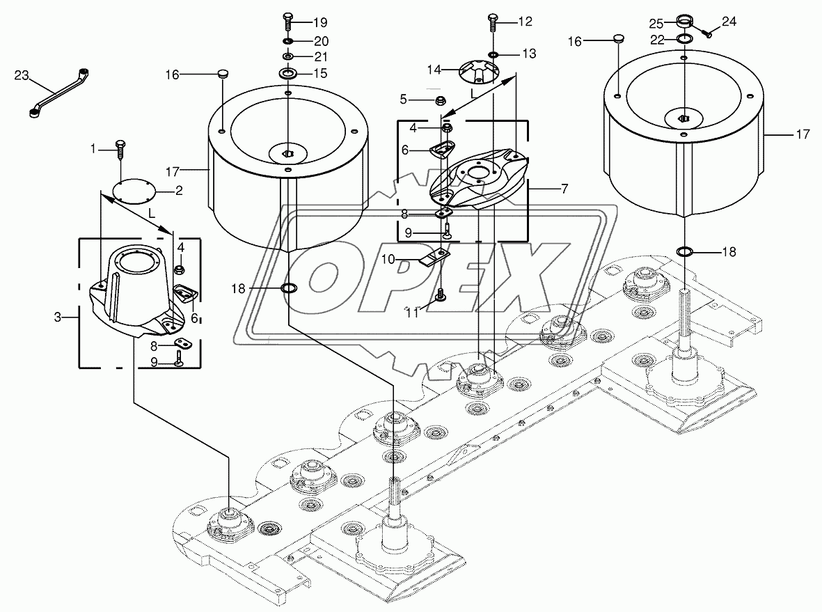 Blade fastening/Swath drum 1