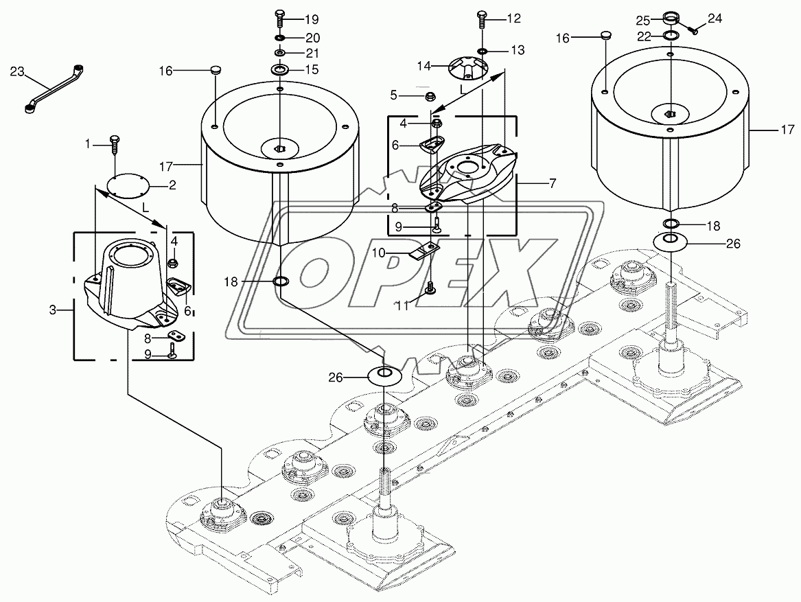 Blade fastening/Swath drum 1