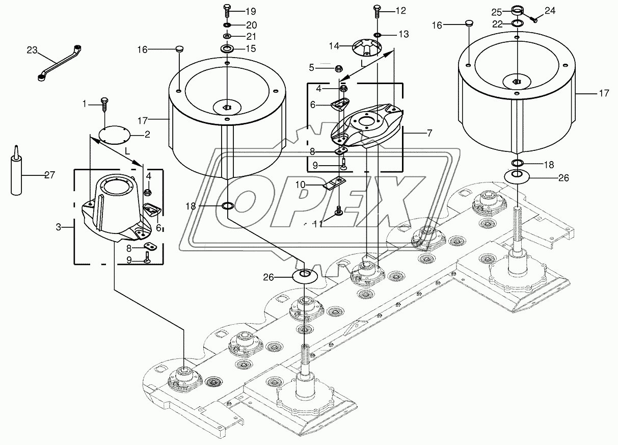 Blade fastening/Swath drum 1