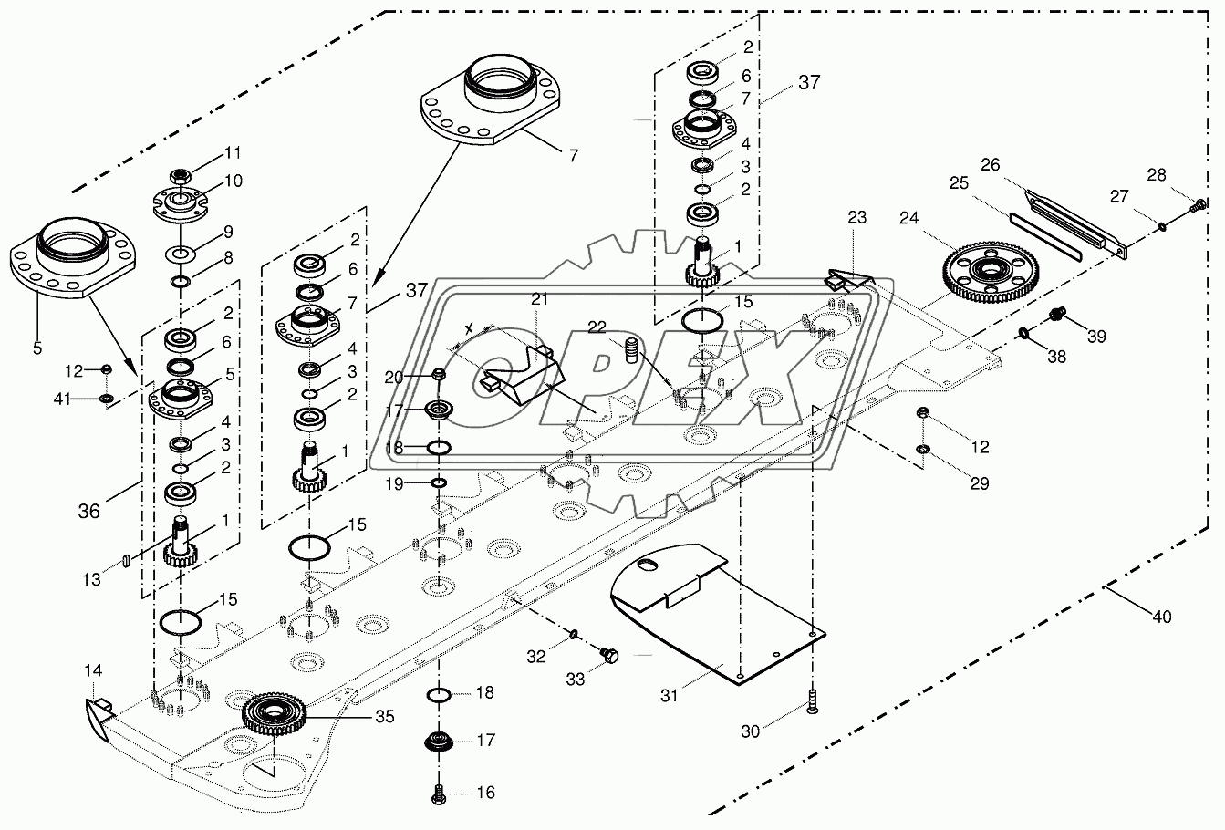 Cutter bar with bearings