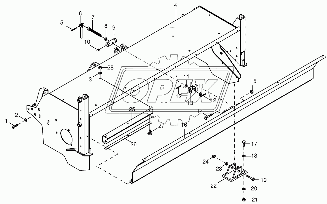 Tine conditioner housing/hequered plate