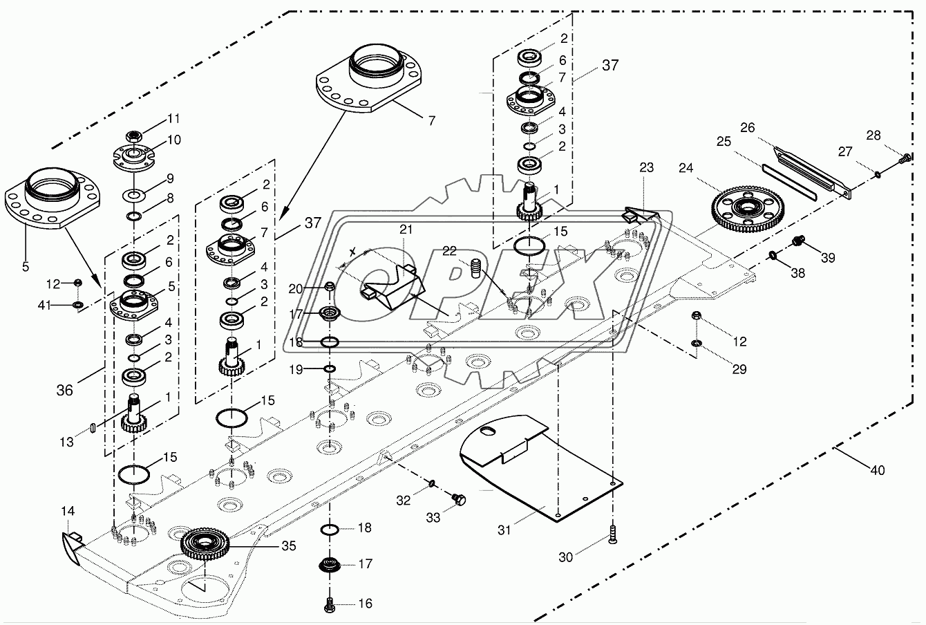 Cutter bar with bearings