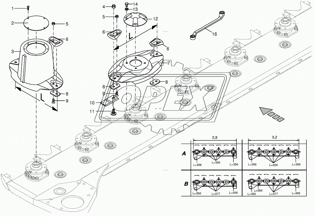 Cutter bar with blade fastening