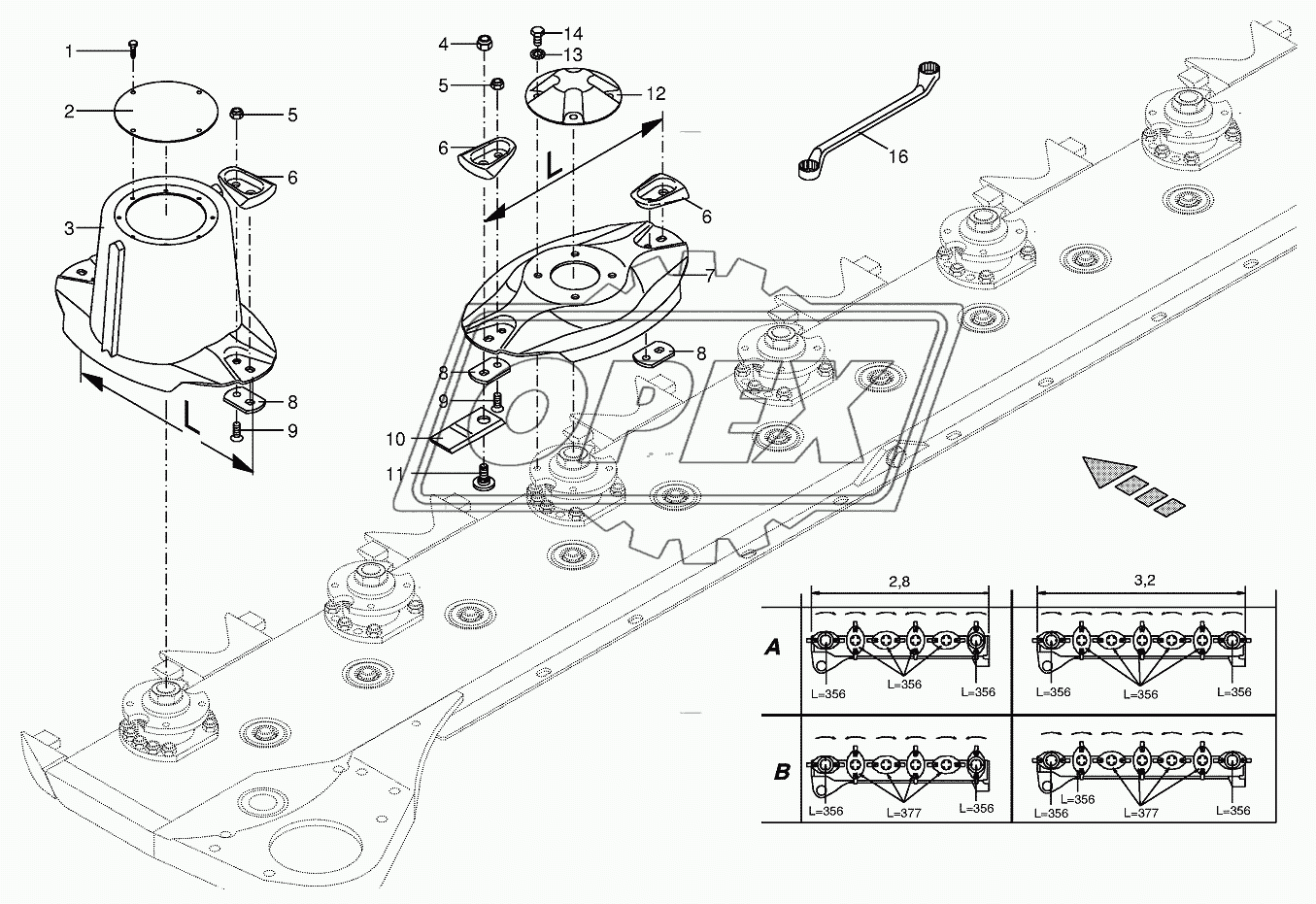 Cutter bar with blade fastening