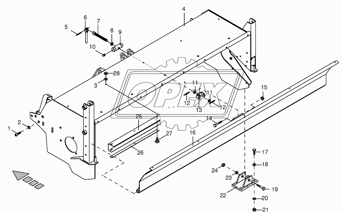 Tine conditioner housing/hequered plate