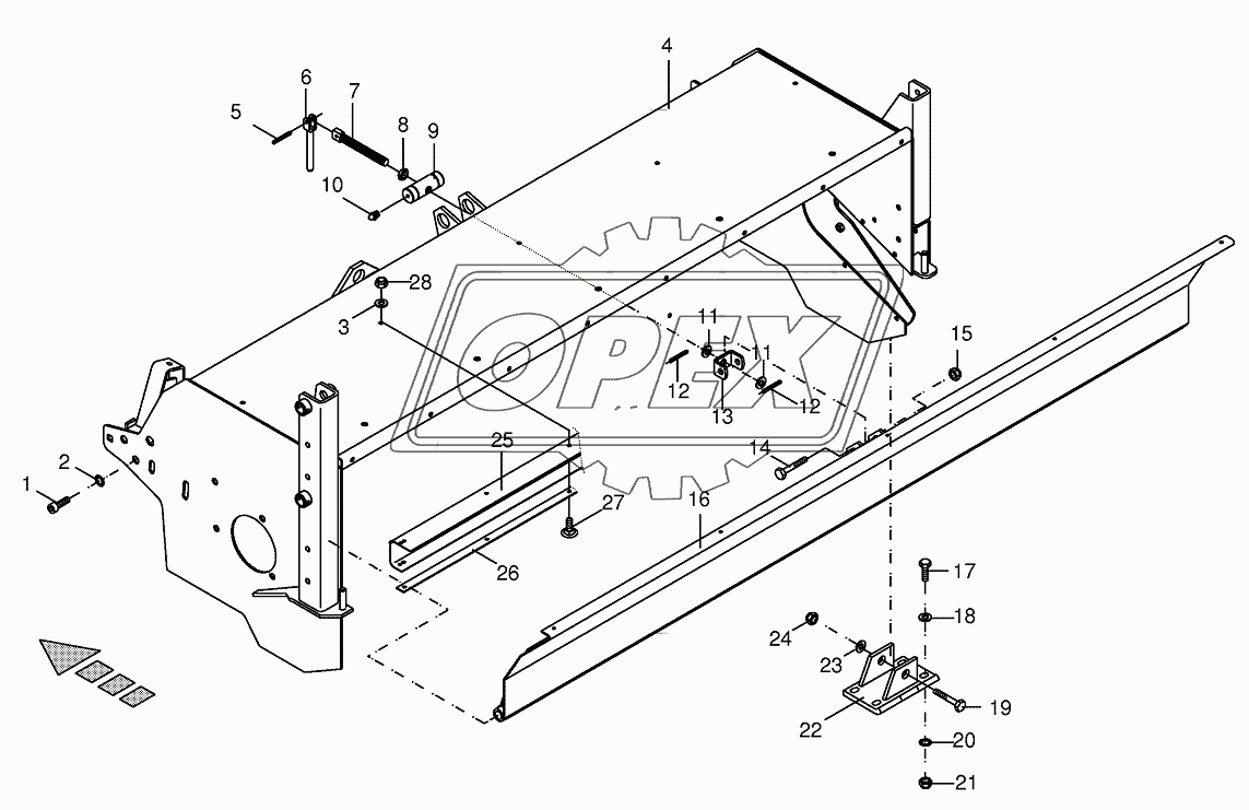 Tine conditioner housing/hequered plate