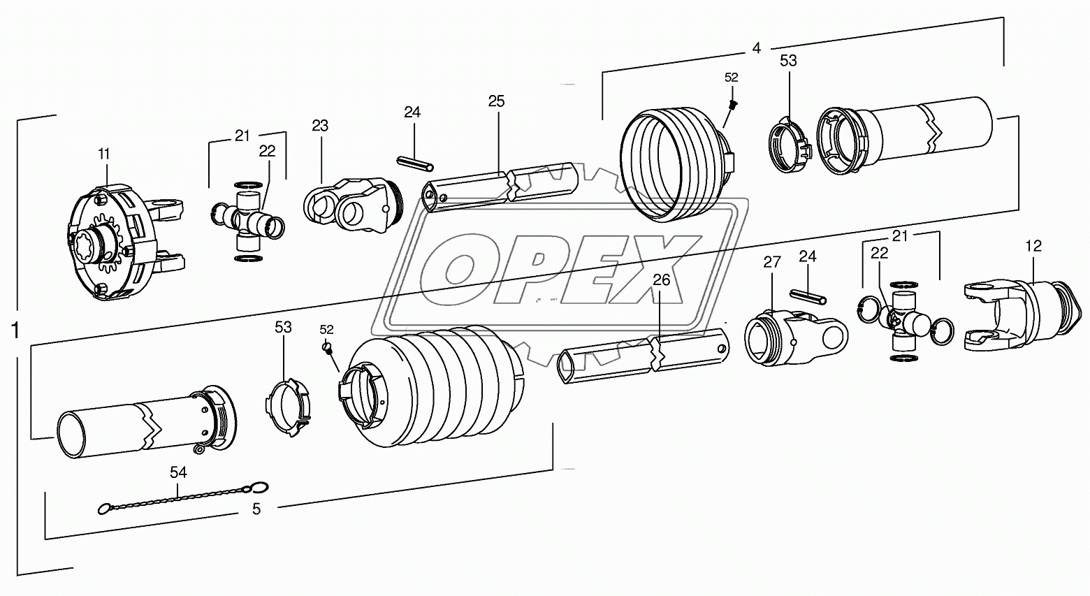 P.T.O shafts, W2400/SC25, 19.0