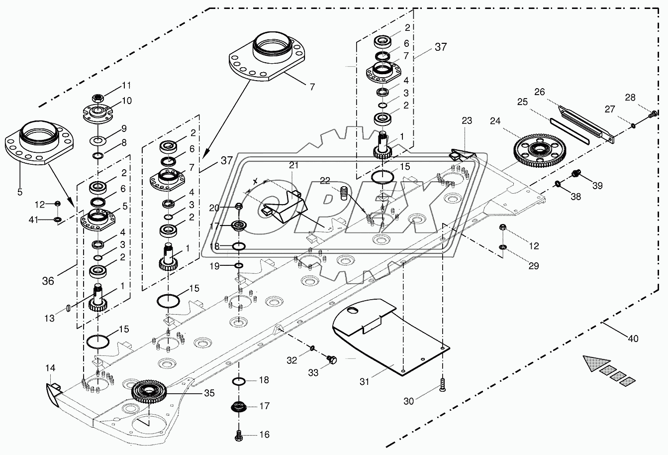 Cutter bar with bearings