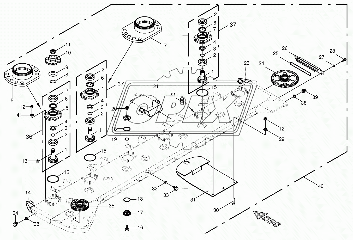 Cutter bar with bearings