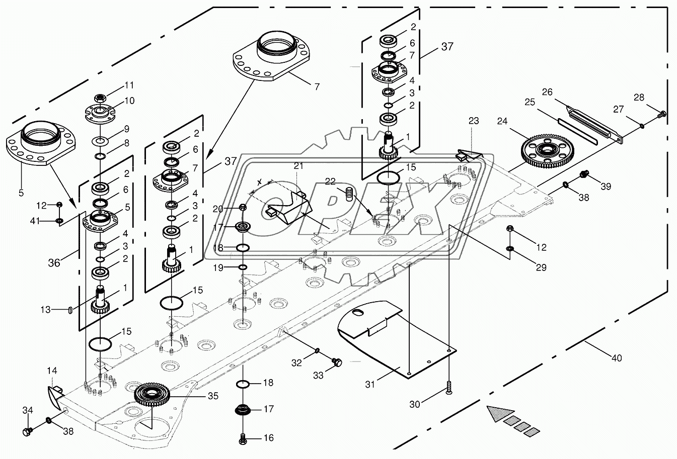 Cutter bar with bearings