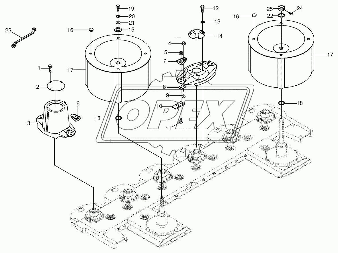 Blade fastening/Swath drum