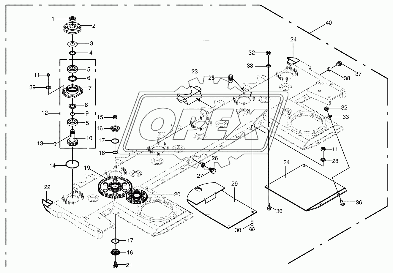 Cutter bar with bearings