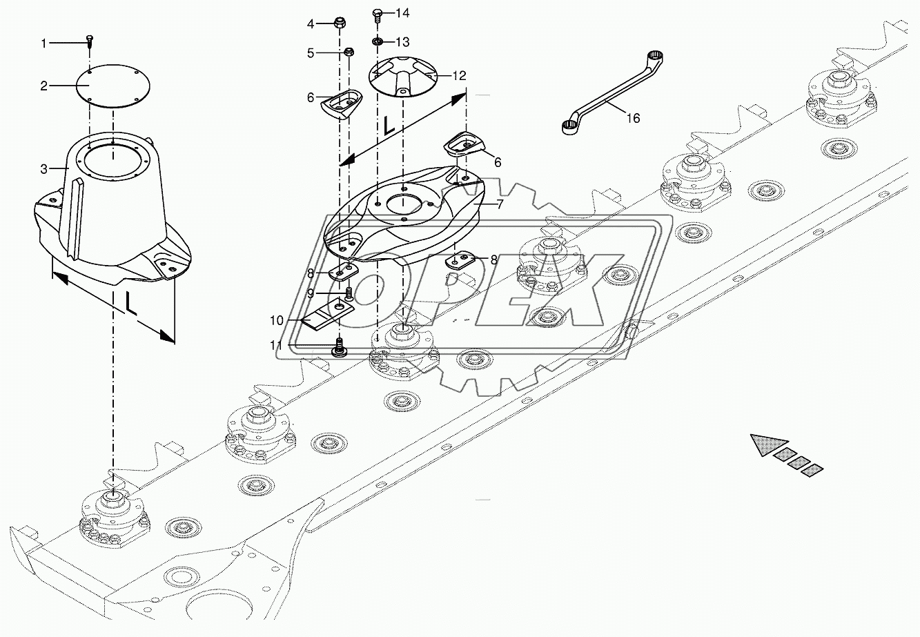 Cutter bar with blade fastening