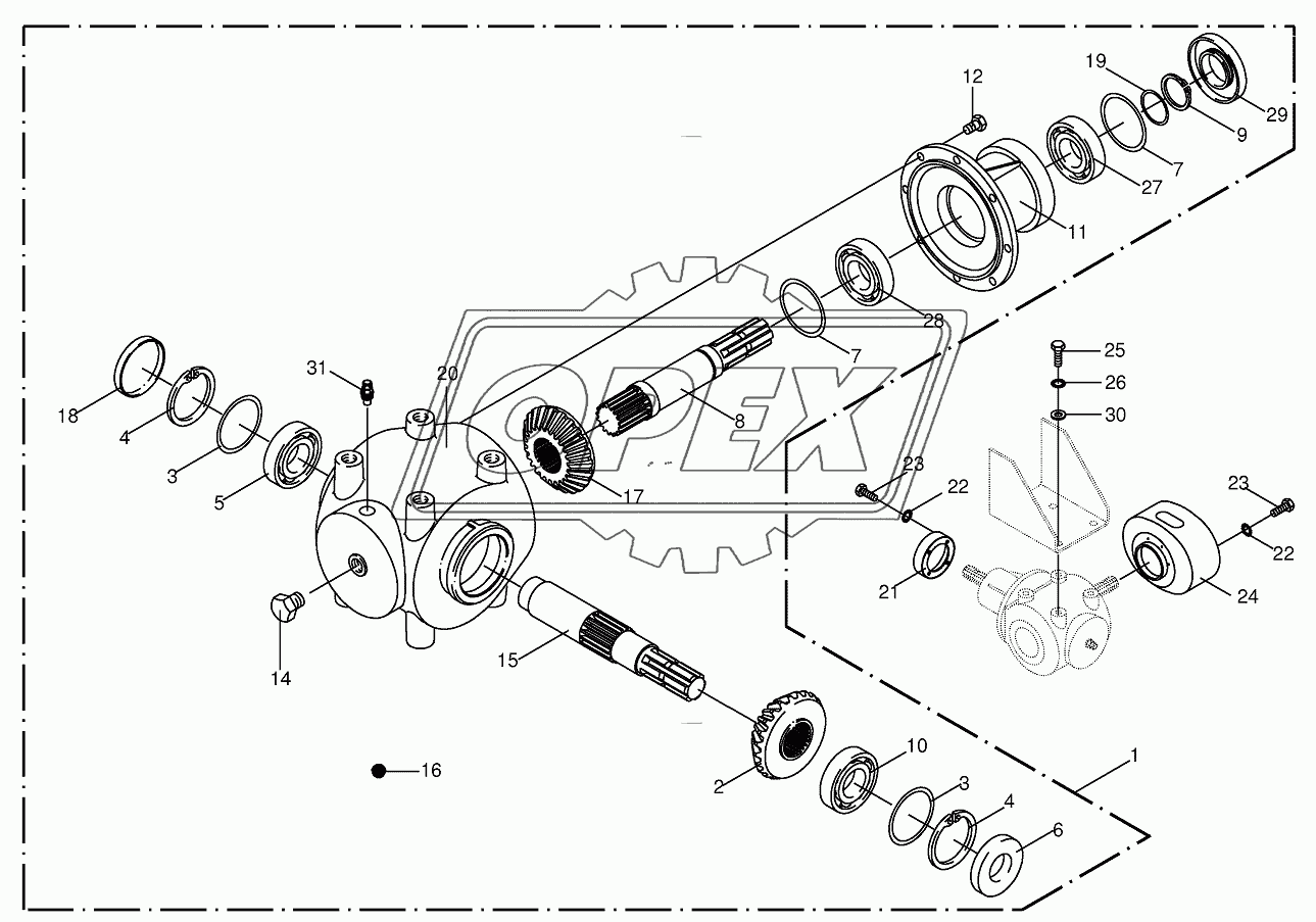 Main gearbox (green)