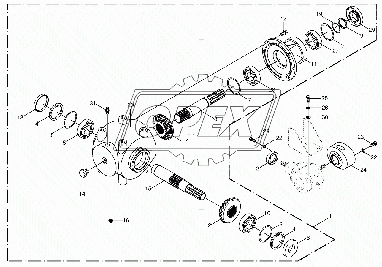 Main gearbox (green)