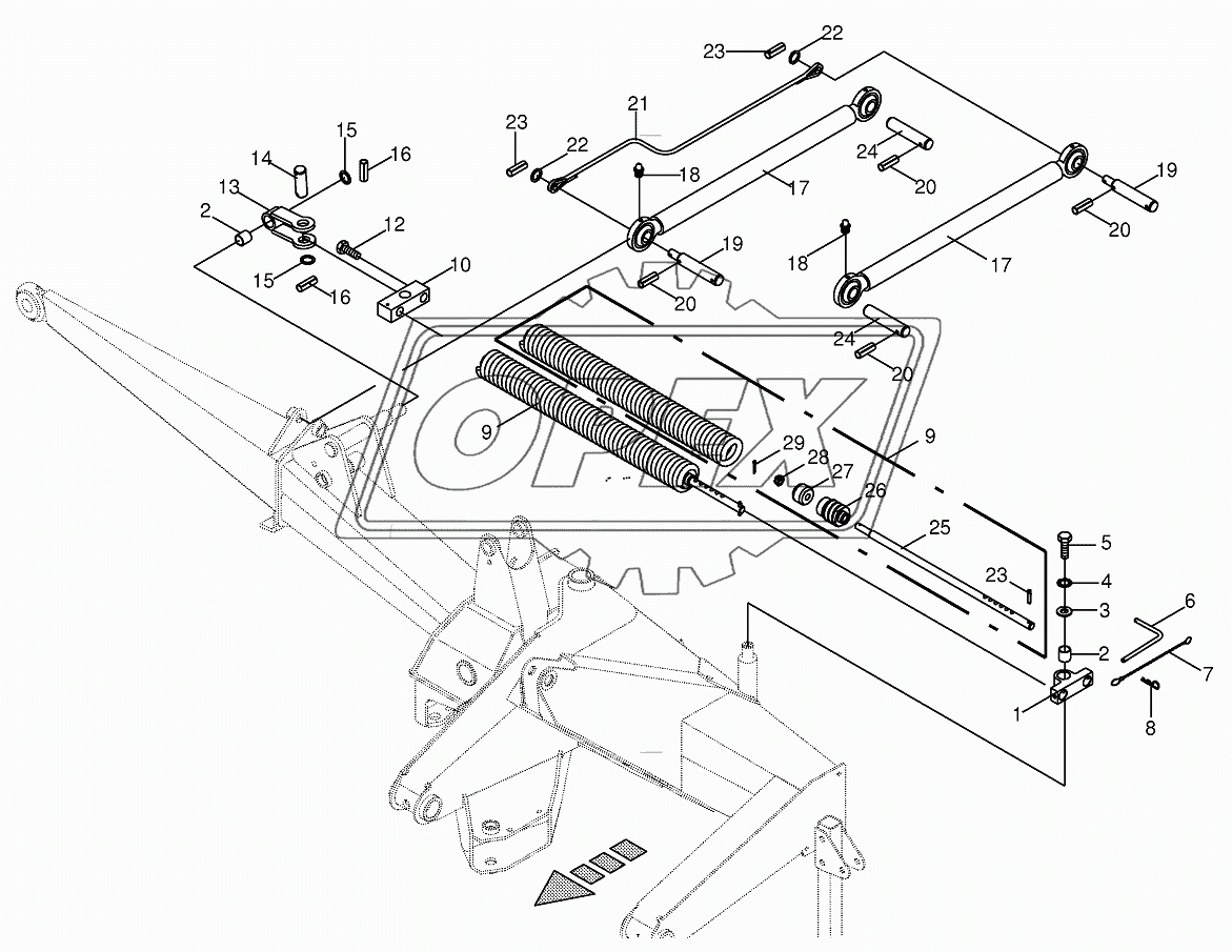 Spring compensation/Upper link